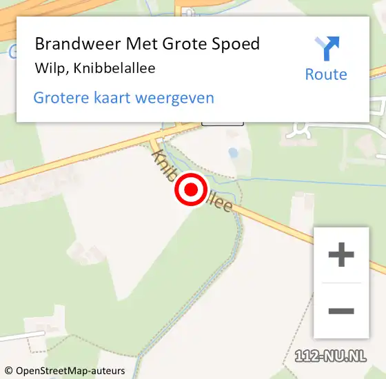 Locatie op kaart van de 112 melding: Brandweer Met Grote Spoed Naar Wilp, Knibbelallee op 24 juli 2018 14:15