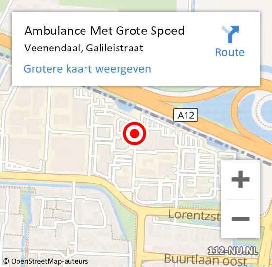 Locatie op kaart van de 112 melding: Ambulance Met Grote Spoed Naar Veenendaal, Galileistraat op 24 juli 2018 14:29