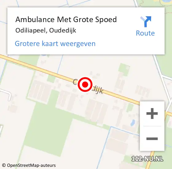 Locatie op kaart van de 112 melding: Ambulance Met Grote Spoed Naar Odiliapeel, Oudedijk op 24 juli 2018 14:36