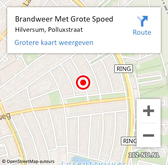 Locatie op kaart van de 112 melding: Brandweer Met Grote Spoed Naar Hilversum, Polluxstraat op 24 juli 2018 14:40