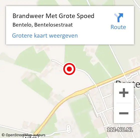 Locatie op kaart van de 112 melding: Brandweer Met Grote Spoed Naar Bentelo, Bentelosestraat op 24 juli 2018 15:14