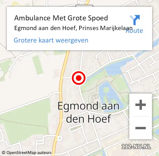 Locatie op kaart van de 112 melding: Ambulance Met Grote Spoed Naar Egmond aan den Hoef, Prinses Marijkelaan op 24 juli 2018 15:28