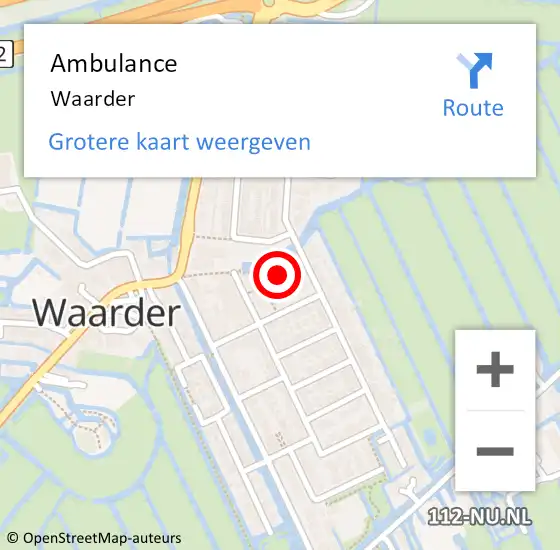 Locatie op kaart van de 112 melding: Ambulance Waarder op 24 juli 2018 16:13