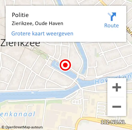 Locatie op kaart van de 112 melding: Politie Zierikzee, Oude Haven op 24 juli 2018 16:15