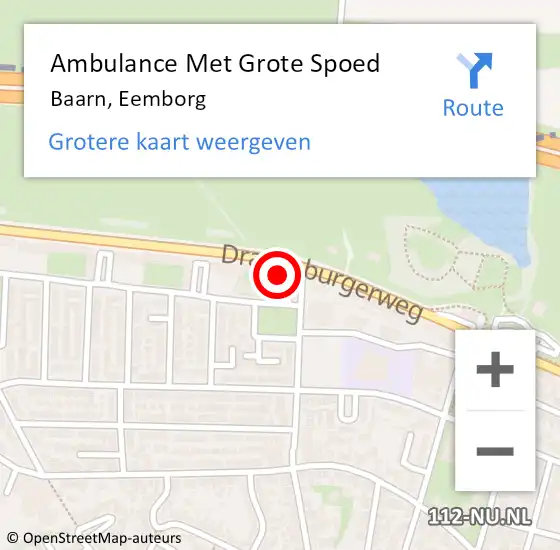 Locatie op kaart van de 112 melding: Ambulance Met Grote Spoed Naar Baarn, Eemborg op 24 juli 2018 16:40