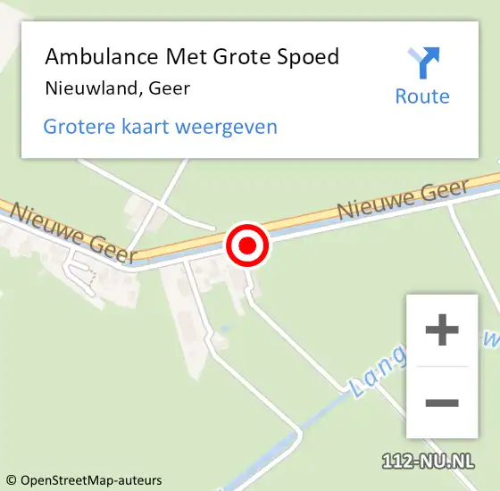 Locatie op kaart van de 112 melding: Ambulance Met Grote Spoed Naar Nieuwland, Geer op 24 juli 2018 16:48