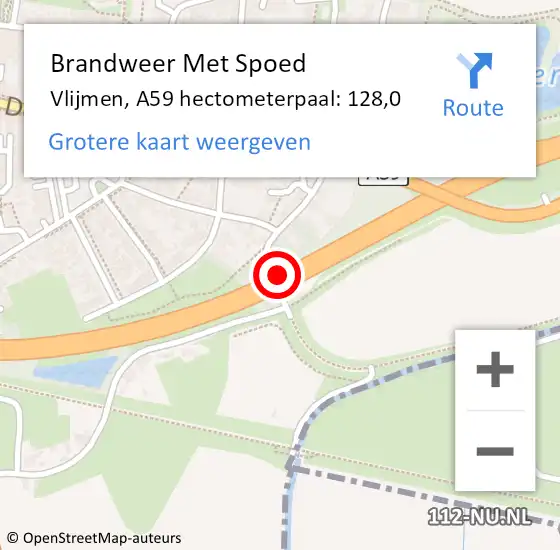 Locatie op kaart van de 112 melding: Brandweer Met Spoed Naar Vlijmen, A59 hectometerpaal: 128,0 op 24 juli 2018 17:15