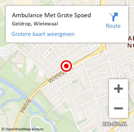 Locatie op kaart van de 112 melding: Ambulance Met Grote Spoed Naar Geldrop, Wielewaal op 24 juli 2018 17:31