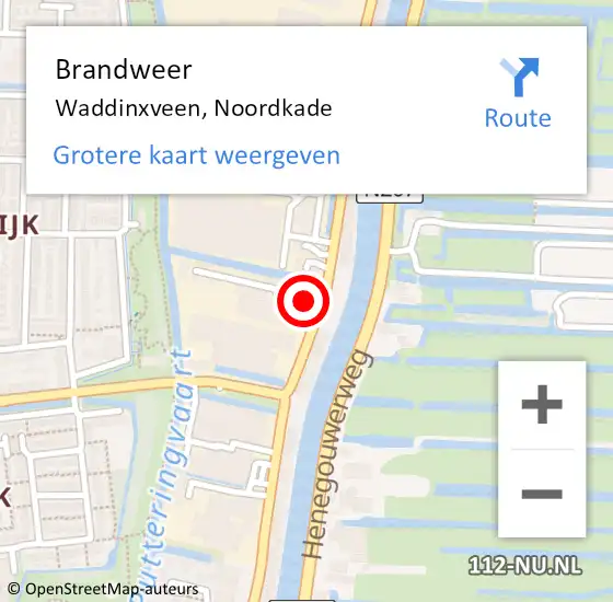 Locatie op kaart van de 112 melding: Brandweer Waddinxveen, Noordkade op 24 september 2013 10:31