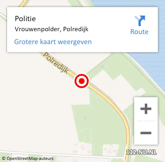 Locatie op kaart van de 112 melding: Politie Vrouwenpolder, Polredijk op 24 juli 2018 18:18