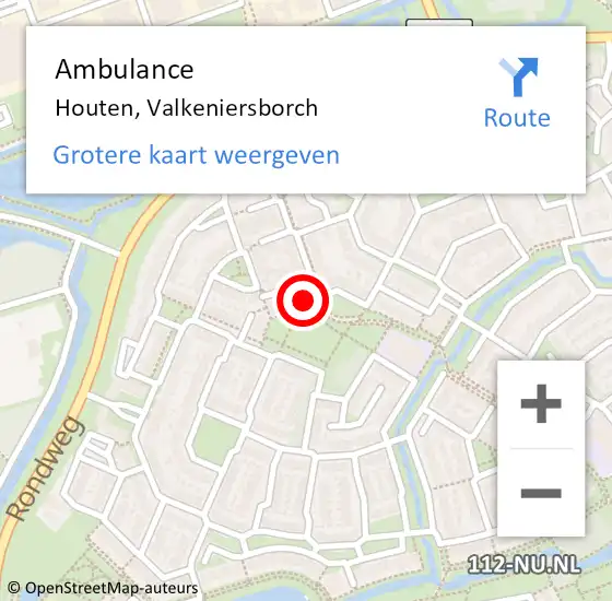 Locatie op kaart van de 112 melding: Ambulance Houten, Valkeniersborch op 24 juli 2018 19:12