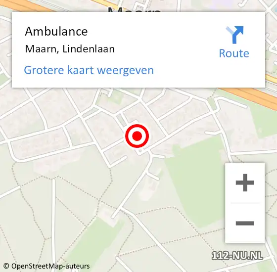 Locatie op kaart van de 112 melding: Ambulance Maarn, Lindenlaan op 24 juli 2018 19:24