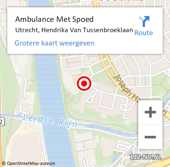 Locatie op kaart van de 112 melding: Ambulance Met Spoed Naar Utrecht, Hendrika Van Tussenbroeklaan op 24 juli 2018 19:41