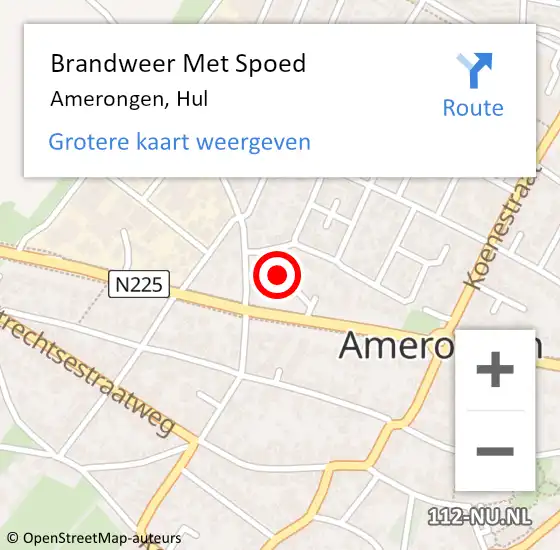 Locatie op kaart van de 112 melding: Brandweer Met Spoed Naar Amerongen, Hul op 24 juli 2018 19:44