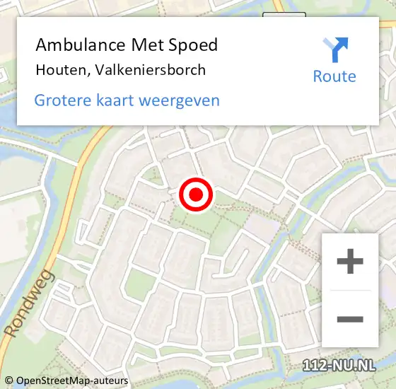 Locatie op kaart van de 112 melding: Ambulance Met Spoed Naar Houten, Valkeniersborch op 24 juli 2018 19:55