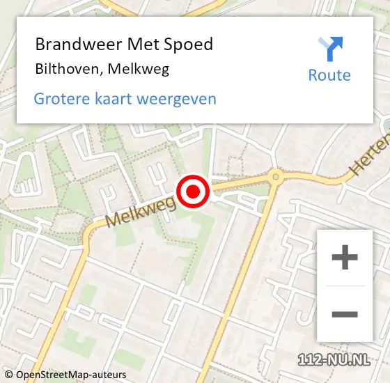 Locatie op kaart van de 112 melding: Brandweer Met Spoed Naar Bilthoven, Melkweg op 24 juli 2018 19:59