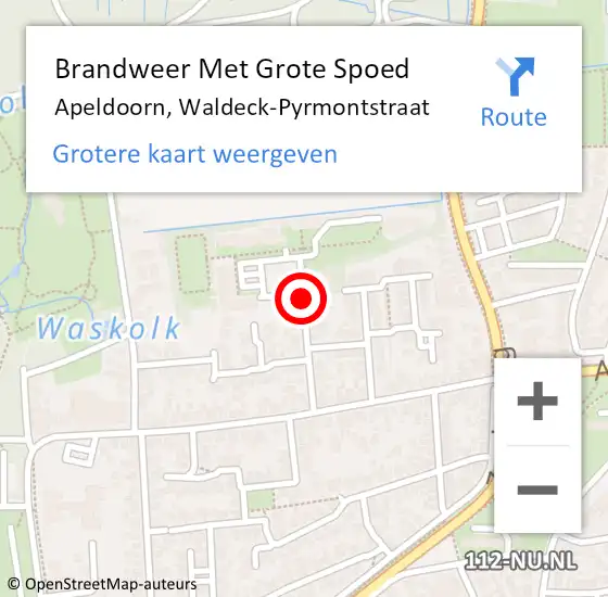 Locatie op kaart van de 112 melding: Brandweer Met Grote Spoed Naar Apeldoorn, Waldeck-Pyrmontstraat op 24 juli 2018 20:02