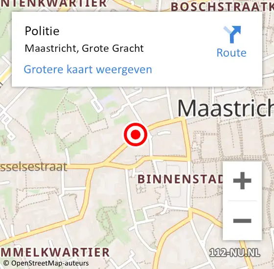 Locatie op kaart van de 112 melding: Politie Maastricht, Grote Gracht op 24 juli 2018 20:14