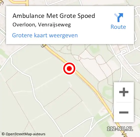 Locatie op kaart van de 112 melding: Ambulance Met Grote Spoed Naar Overloon, Venraijseweg op 24 juli 2018 20:24