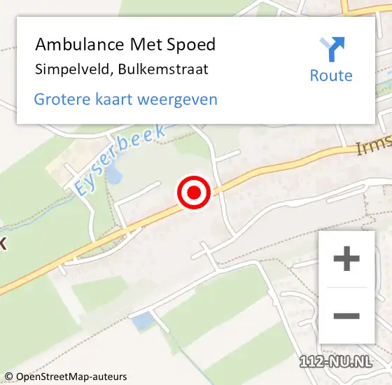 Locatie op kaart van de 112 melding: Ambulance Met Spoed Naar Simpelveld, Bulkemstraat op 3 maart 2014 22:36