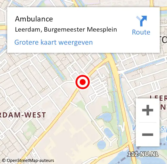 Locatie op kaart van de 112 melding: Ambulance Leerdam, Burgemeester Meesplein op 24 juli 2018 21:23