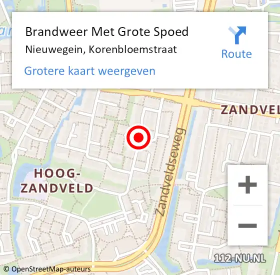 Locatie op kaart van de 112 melding: Brandweer Met Grote Spoed Naar Nieuwegein, Korenbloemstraat op 24 juli 2018 21:58