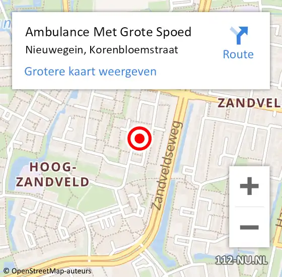 Locatie op kaart van de 112 melding: Ambulance Met Grote Spoed Naar Nieuwegein, Korenbloemstraat op 24 juli 2018 21:58