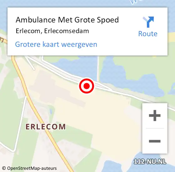 Locatie op kaart van de 112 melding: Ambulance Met Grote Spoed Naar Erlecom, Erlecomsedam op 24 juli 2018 22:09