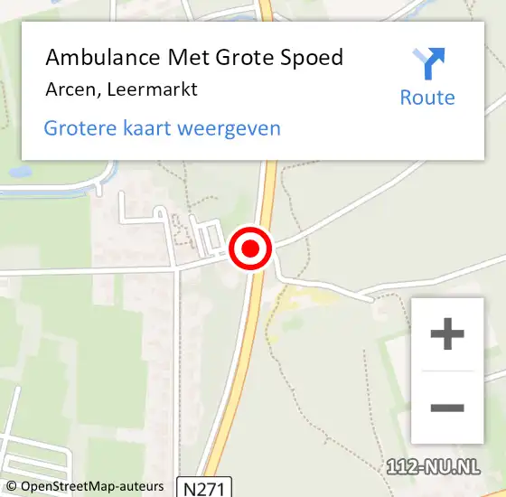 Locatie op kaart van de 112 melding: Ambulance Met Grote Spoed Naar Arcen, Leermarkt op 24 juli 2018 22:17