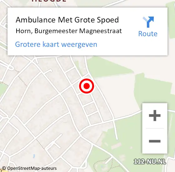 Locatie op kaart van de 112 melding: Ambulance Met Grote Spoed Naar Horn, Burgemeester Magneestraat op 24 juli 2018 22:18