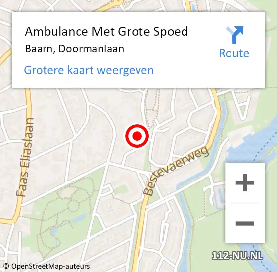 Locatie op kaart van de 112 melding: Ambulance Met Grote Spoed Naar Baarn, Doormanlaan op 24 juli 2018 23:07