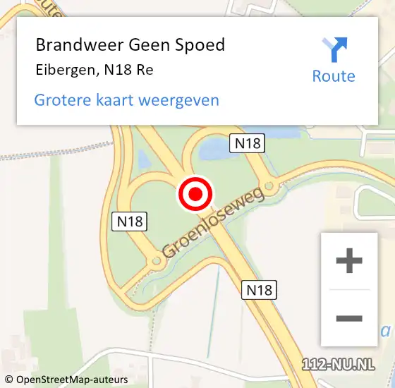 Locatie op kaart van de 112 melding: Brandweer Geen Spoed Naar Eibergen, N18 Re op 24 juli 2018 23:09