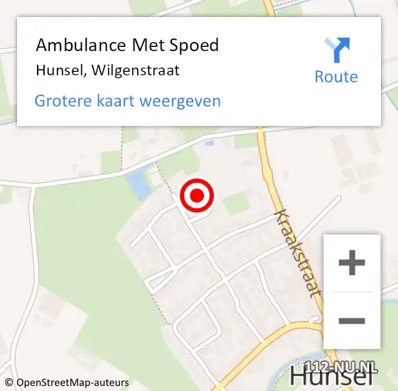 Locatie op kaart van de 112 melding: Ambulance Met Spoed Naar Hunsel, Wilgenstraat op 3 maart 2014 22:52