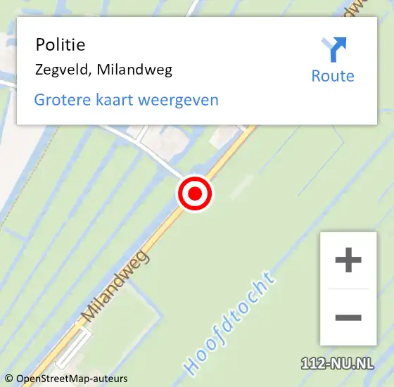 Locatie op kaart van de 112 melding: Politie Zegveld, Milandweg op 25 juli 2018 00:23