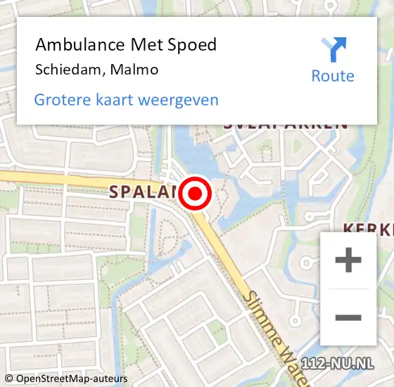 Locatie op kaart van de 112 melding: Ambulance Met Spoed Naar Schiedam, Malmo op 25 juli 2018 01:06