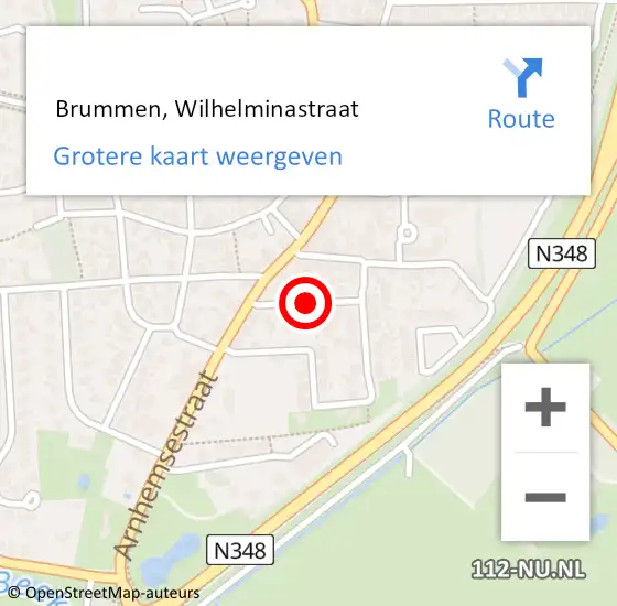 Locatie op kaart van de 112 melding:  Brummen, Wilhelminastraat op 25 juli 2018 01:55