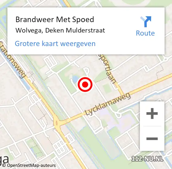 Locatie op kaart van de 112 melding: Brandweer Met Spoed Naar Wolvega, Deken Mulderstraat op 25 juli 2018 01:56