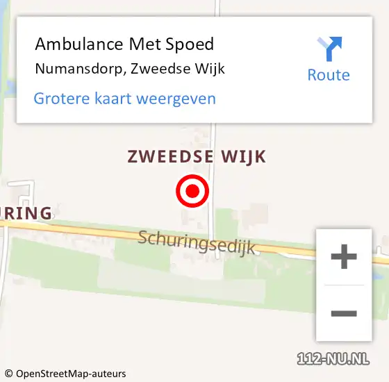 Locatie op kaart van de 112 melding: Ambulance Met Spoed Naar Numansdorp, Zweedse Wijk op 25 juli 2018 02:47