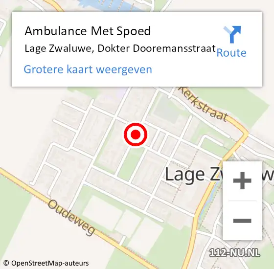 Locatie op kaart van de 112 melding: Ambulance Met Spoed Naar Lage Zwaluwe, Dokter Dooremansstraat op 25 juli 2018 03:42