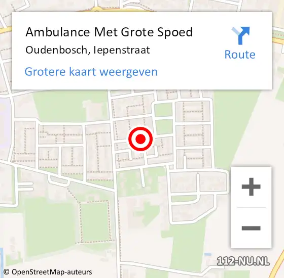 Locatie op kaart van de 112 melding: Ambulance Met Grote Spoed Naar Oudenbosch, Iepenstraat op 25 juli 2018 04:24