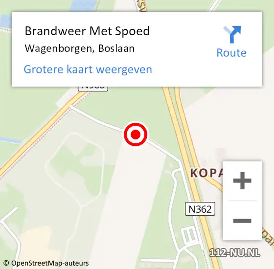 Locatie op kaart van de 112 melding: Brandweer Met Spoed Naar Wagenborgen, Boslaan op 25 juli 2018 04:40