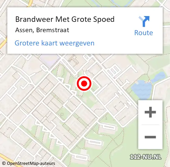 Locatie op kaart van de 112 melding: Brandweer Met Grote Spoed Naar Assen, Bremstraat op 25 juli 2018 05:31