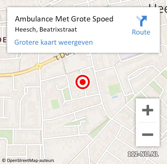 Locatie op kaart van de 112 melding: Ambulance Met Grote Spoed Naar Heesch, Beatrixstraat op 25 juli 2018 05:36