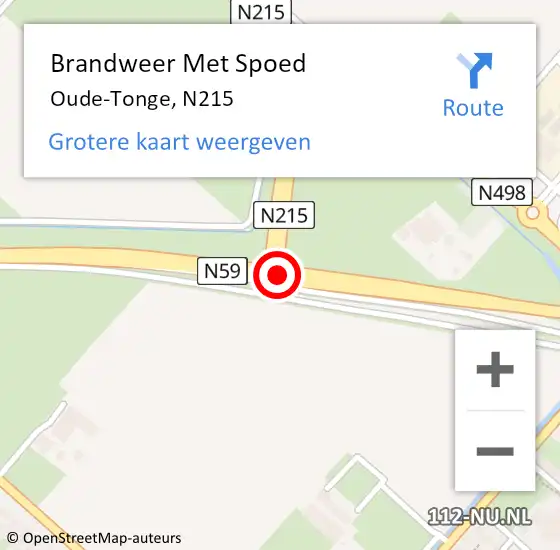 Locatie op kaart van de 112 melding: Brandweer Met Spoed Naar Oude-Tonge, N215 op 25 juli 2018 06:28