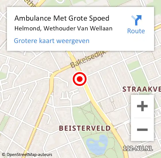 Locatie op kaart van de 112 melding: Ambulance Met Grote Spoed Naar Helmond, Wethouder van Wellaan op 25 juli 2018 07:38