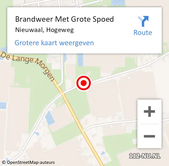 Locatie op kaart van de 112 melding: Brandweer Met Grote Spoed Naar Nieuwaal, Hogeweg op 25 juli 2018 08:58
