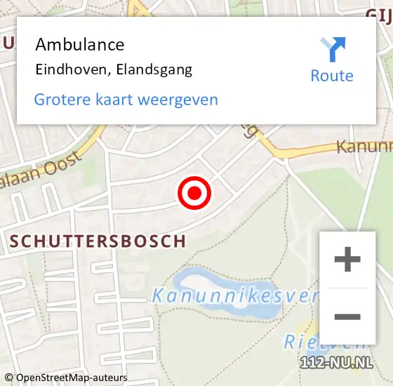 Locatie op kaart van de 112 melding: Ambulance Eindhoven, Elandsgang op 25 juli 2018 09:01