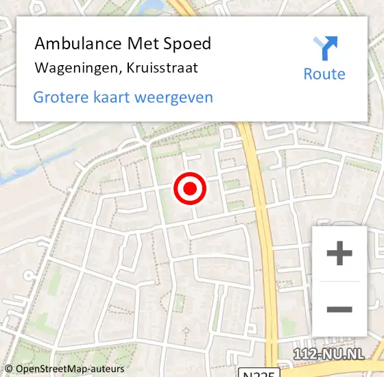 Locatie op kaart van de 112 melding: Ambulance Met Spoed Naar Wageningen, Kruisstraat op 25 juli 2018 09:09