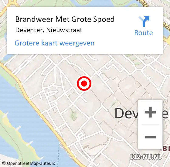 Locatie op kaart van de 112 melding: Brandweer Met Grote Spoed Naar Deventer, Nieuwstraat op 25 juli 2018 09:16