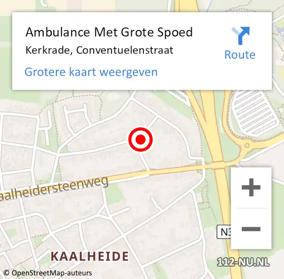 Locatie op kaart van de 112 melding: Ambulance Met Grote Spoed Naar Kerkrade, Conventuelenstraat op 3 maart 2014 23:44